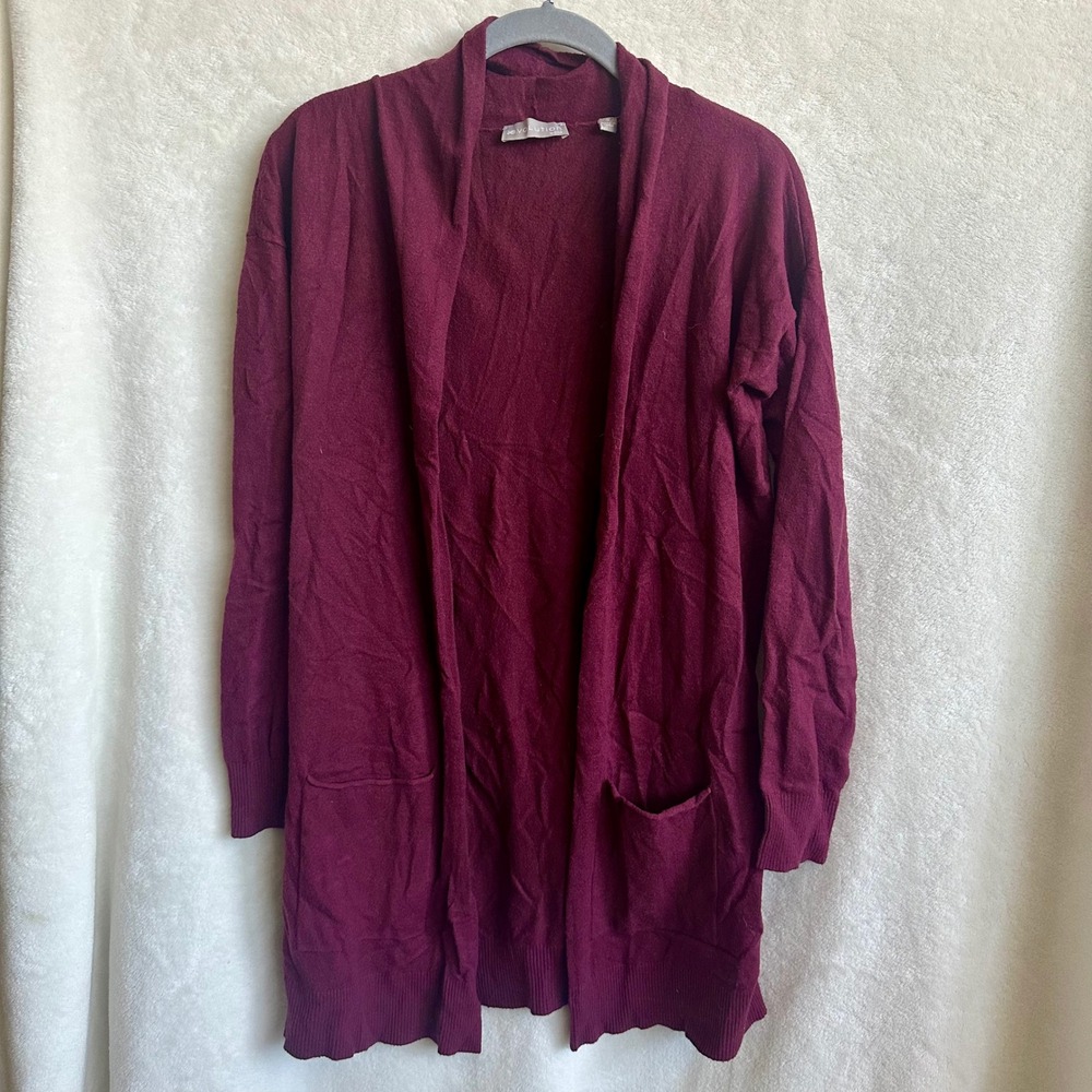 Evolution by Cyrus Womens Burgundy Soft Rayon Blend Duster Cardigan Sweater S